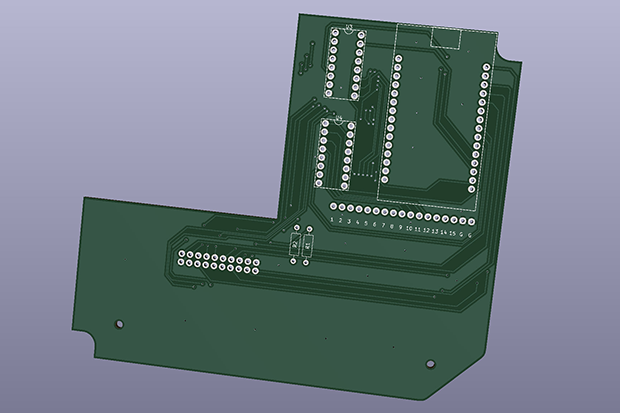 そんなESP32と液晶を接続する基板は、「KiCad」というソフトで設計して、プリント基板の製造サービスに発注した