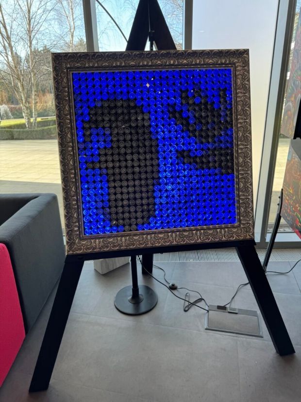 Massive magic mirror made from 576 glass crystals and NeoPixel LED