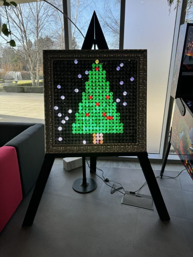 Massive magic mirror made from 576 glass crystals and NeoPixel LED