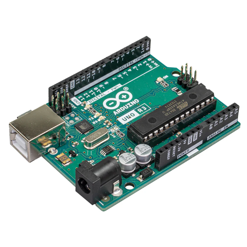 「Arduino UNO R3」（現在販売されているモデルの1つ。。画像はスイッチサイエンスの販売ページより引用）。