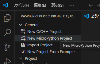 図4：MicroPythonプロジェクトを新規作成