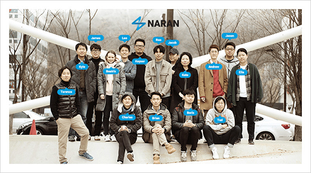 Naranのスタッフ。約20名の社員のうち、エンジニアとデザイナーが半分を占める