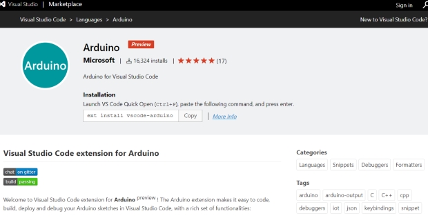Microsoft Visual Studio Code Extension for Arduino