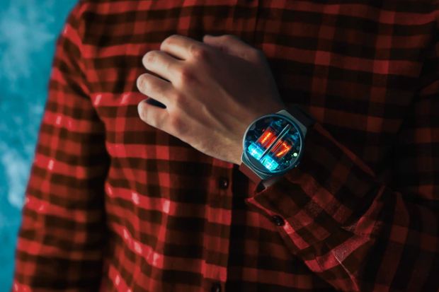 ニキシー管表示のデジタル腕時計「NIXOID NEXT」——腕を傾けて操作できる機能も搭載 | fabcross