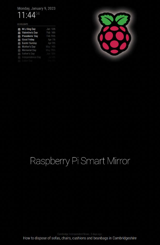 Raspberry Pi Super-slim Smart Mirror