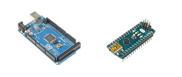 左が「Arduino Mega」、右が「Arduino Nano」。