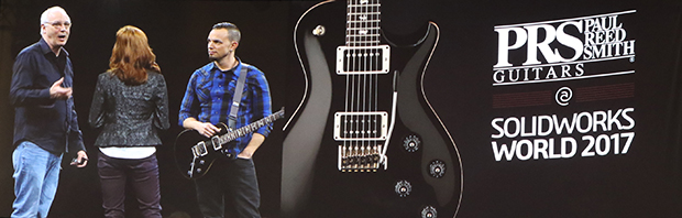 「Paul Reed Smith」のギターもSOLIDWORKSで設計されている。3Dモデルを見ながら顧客の注文に合わせて納得してもらえるまで設計変更し、すぐに製造に移れるのがポイントという。