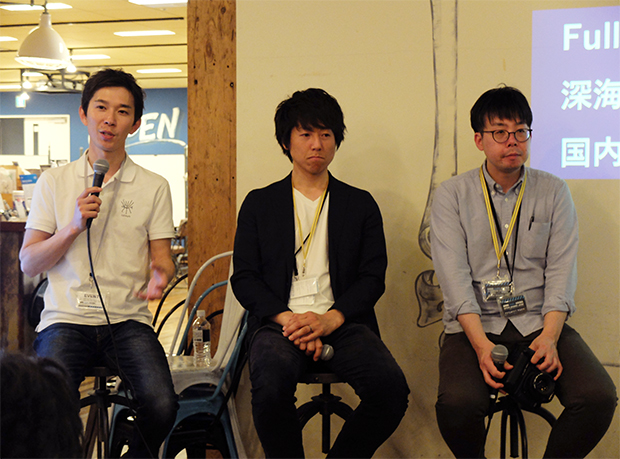 （左から）FullDepth代表取締役社長の伊藤昌平さん、取締役副社長の吉賀智司さん、取締役研究開発本部長の佐藤智紀さん。