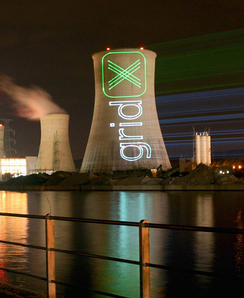ベルギー・ティアンジュ原子力発電所におけるgridXの抗議／宣伝行動［提供: gridX］