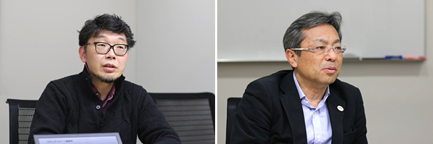セキュアドローン協議会会長の春原久徳氏（左）と理事の眞柄泰利氏（右）の両氏はもともとマイクロソフト出身で、眞柄氏は現在認証事業大手のサイバートラストの代表取締役社長を務めている。