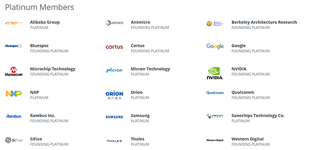 RISC-Vファウンデーションのプラチナメンバーには、Alibaba Groupなどいくつかの中国企業が並ぶ
