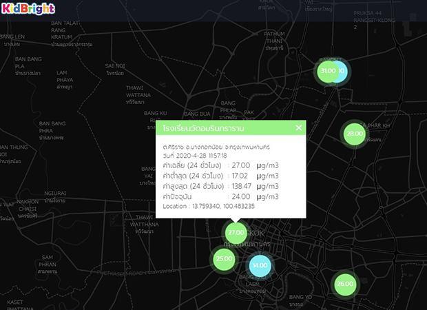 バンコク市内の情報をKidBrightからアップロードするプロジェクト。