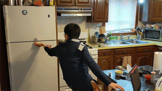 冷蔵庫を使って撮影した、ホームビデオのようなプロトタイプ実験映像。